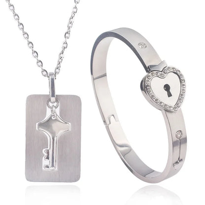 Stainless Steel Bangle Heart Lock Bracelet