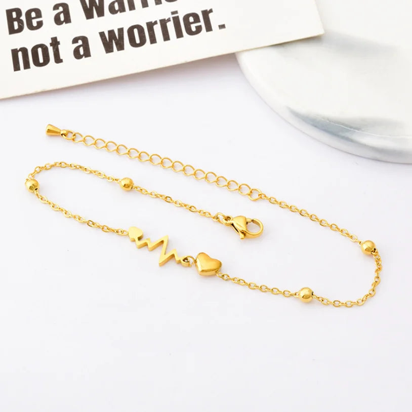 Stainless Steel Love Heart  Anklet Jewelry