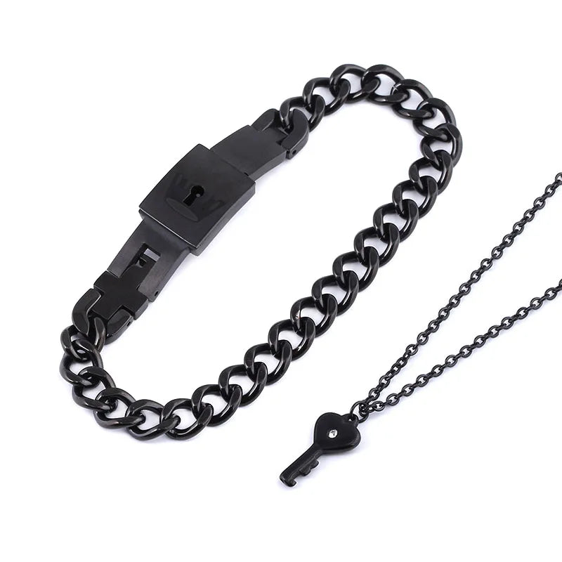 Stainless Steel Bangle Heart Lock Bracelet