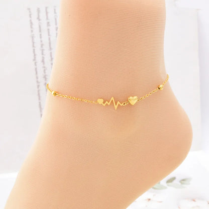 Stainless Steel Love Heart  Anklet Jewelry