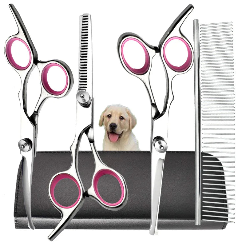 Stainless Steel Straight Curved Dog Grooming Shears Set