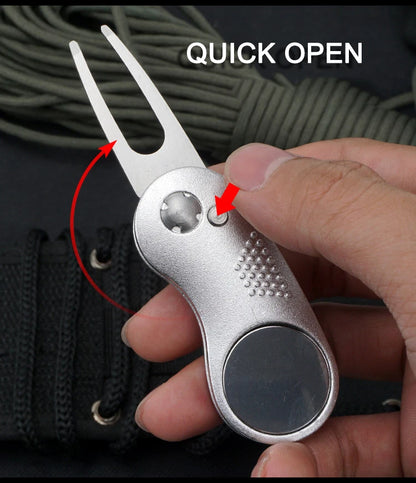 Steel Switchblade Golf Divot Repair Tool