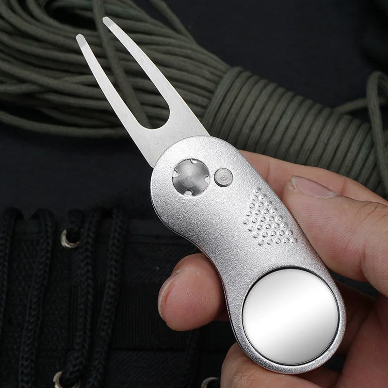 Steel Switchblade Golf Divot Repair Tool