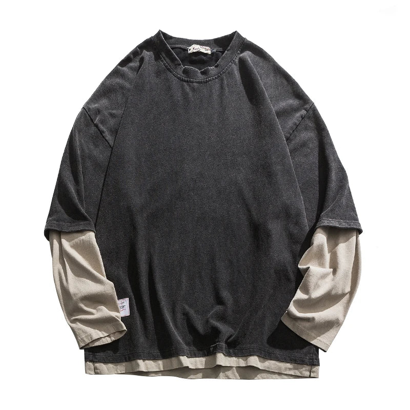 Japanese Streetwear Fake Two Sweatshirt
