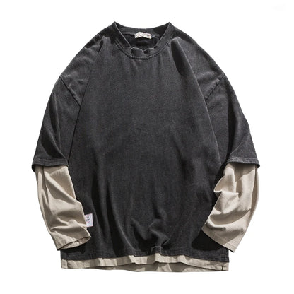 Japanese Streetwear Fake Two Sweatshirt
