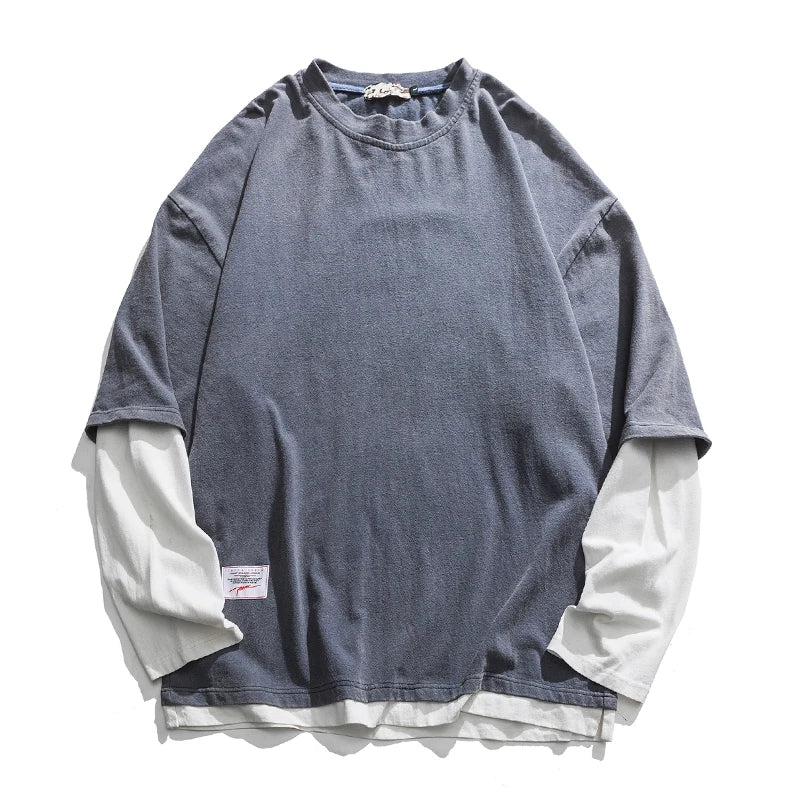 Japanese Streetwear Fake Two Sweatshirt
