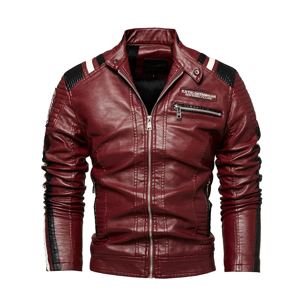 Stylish Slim Fit PU Leather Motorcycle Jacket
