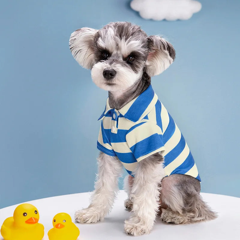 Summer Striped Short Sleeve Dog Polo Shirt