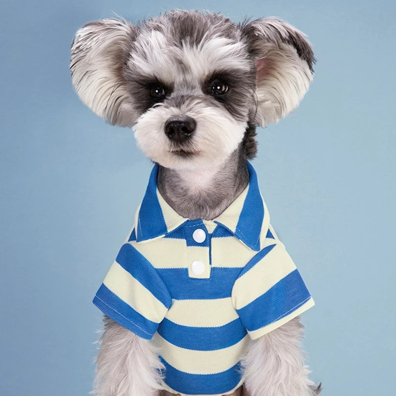 Summer Striped Short Sleeve Dog Polo Shirt
