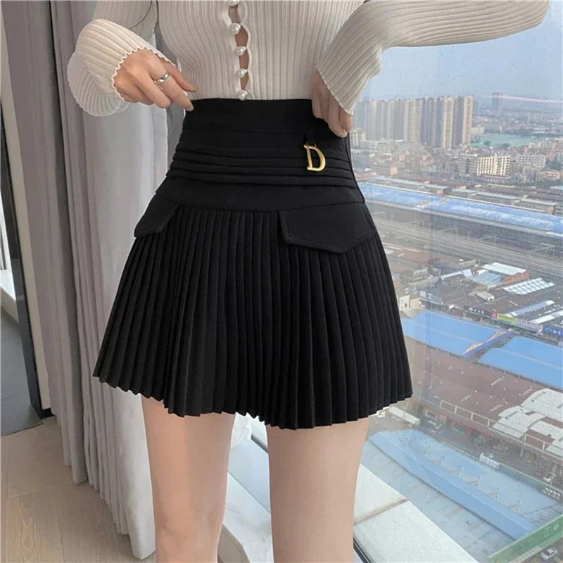 Summer White Pleated Mini Skirt for Women
