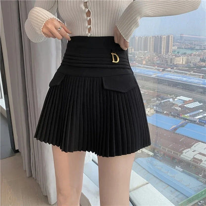 Summer White Pleated Mini Skirt for Women
