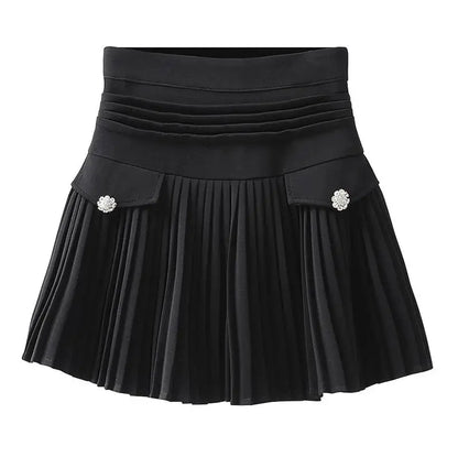 Summer White Pleated Mini Skirt for Women
