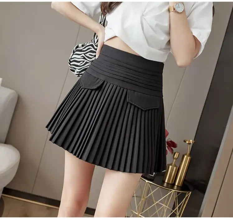 Summer White Pleated Mini Skirt for Women

