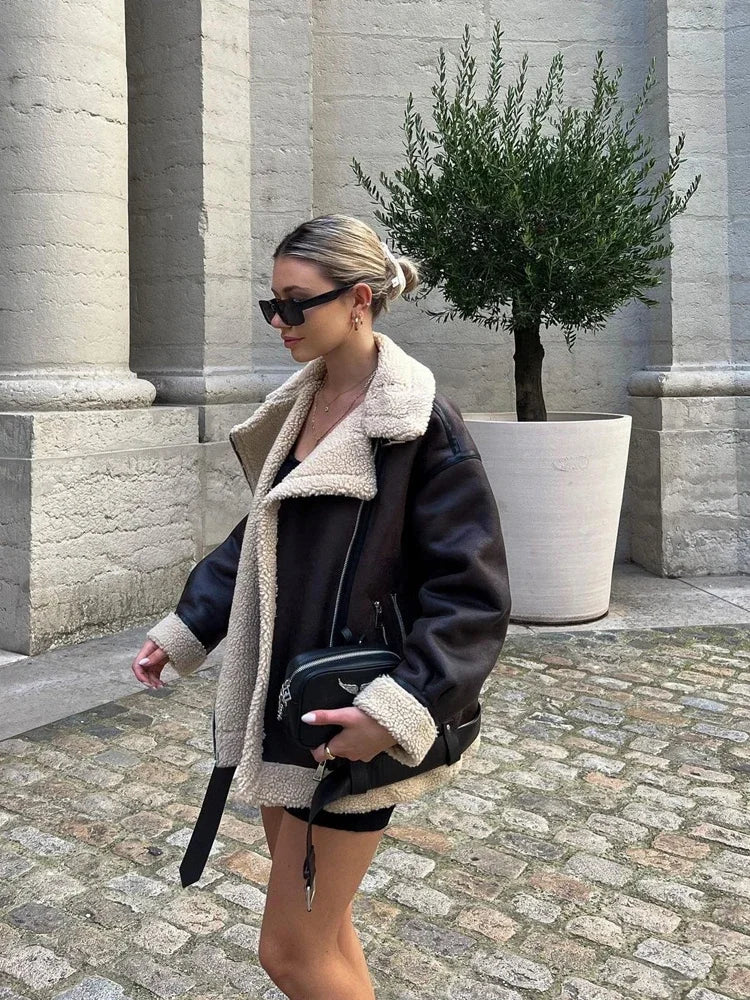 Suninheart Fashion Faux Fur Zipper Jacket