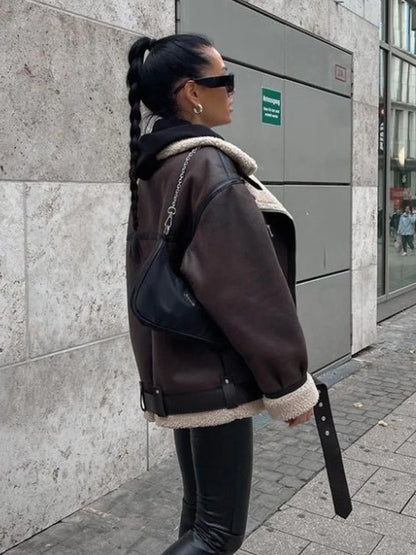 Suninheart Fashion Faux Fur Zipper Jacket