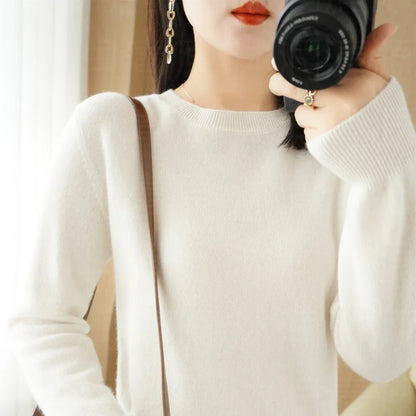 Cashmere Sweater Women's Crew Neck Pullover Women's Short Undercoat