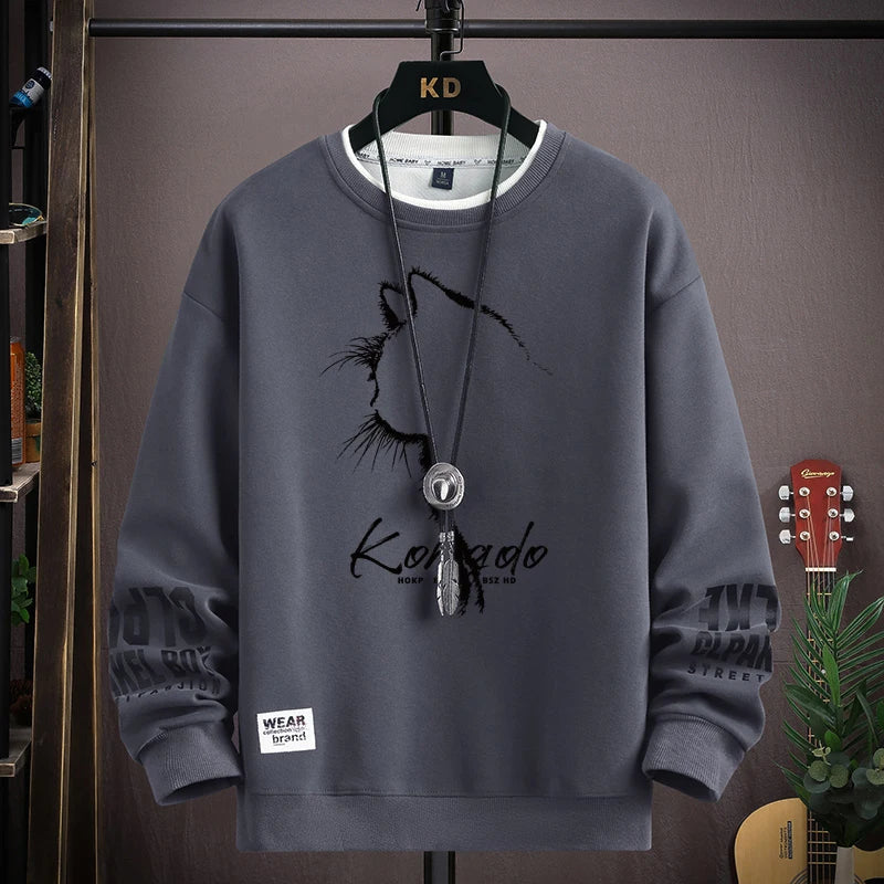 Men's Spring/Autumn Japan Cartoon Cat Sweatshirt
