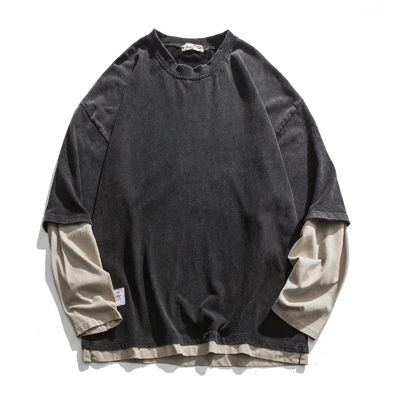 Japanese Streetwear Fake Two Sweatshirt

