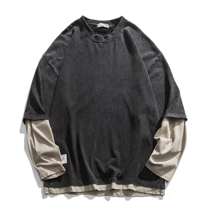 Japanese Streetwear Fake Two Sweatshirt
