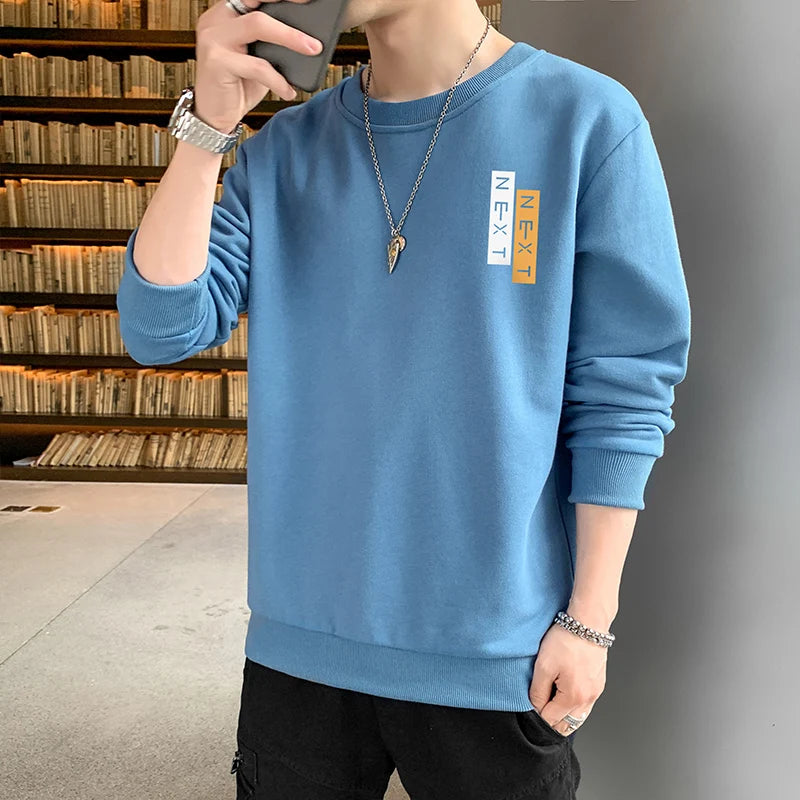 New Autumn/Spring Long Sleeve T-Shirt: Men's Round Neck Sweater

