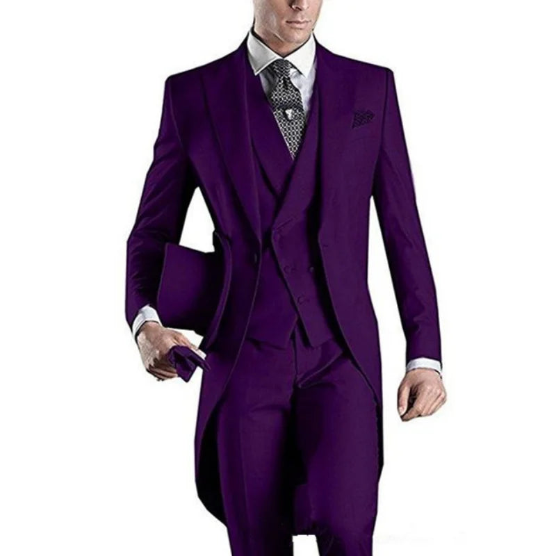 Custom Tailcoat Suits for Men - White/Black/Grey/Burgundy
