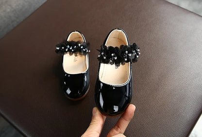 Toddler Infant Lace Crystal Bright Princess Leather shoes
