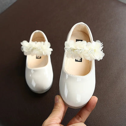 Toddler Infant Lace Crystal Bright Princess Leather shoes
