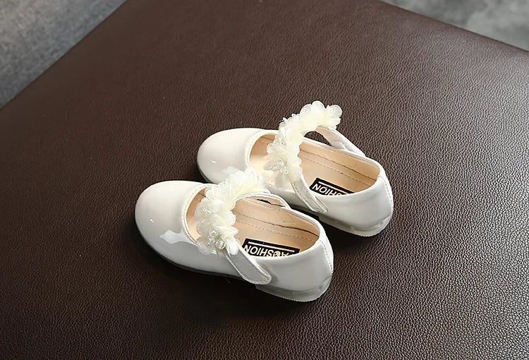 Toddler Infant Lace Crystal Bright Princess Leather shoes
