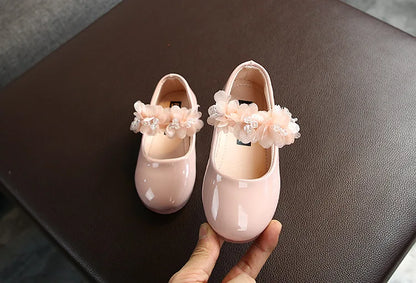 Toddler Infant Lace Crystal Bright Princess Leather shoes
