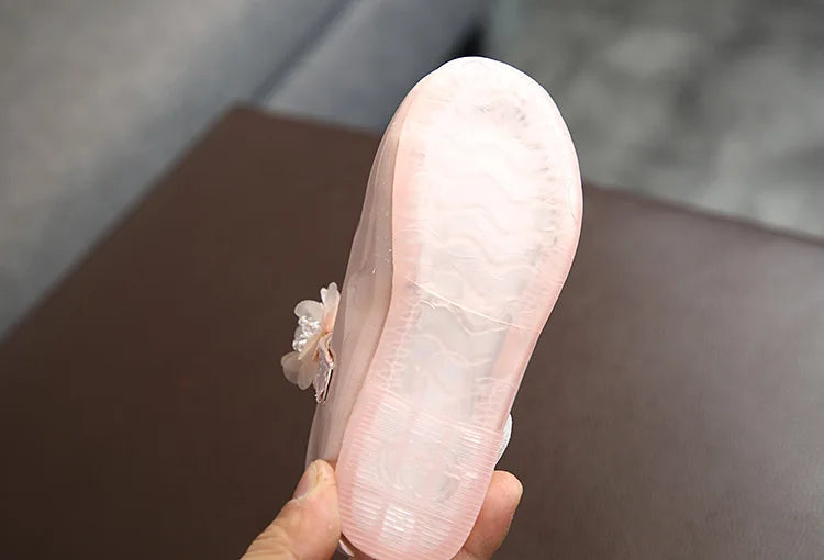 Toddler Infant Lace Crystal Bright Princess Leather shoes
