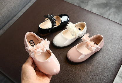 Toddler Infant Lace Crystal Bright Princess Leather shoes
