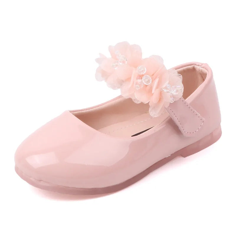 Toddler Infant Lace Crystal Bright Princess Leather shoes
