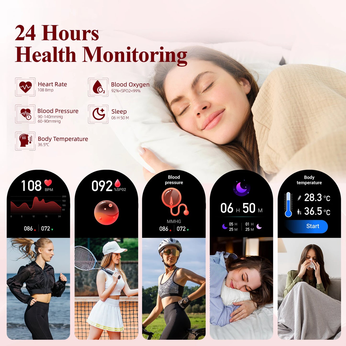 Touchscreen Fitness Smart Watch Heart Rate

