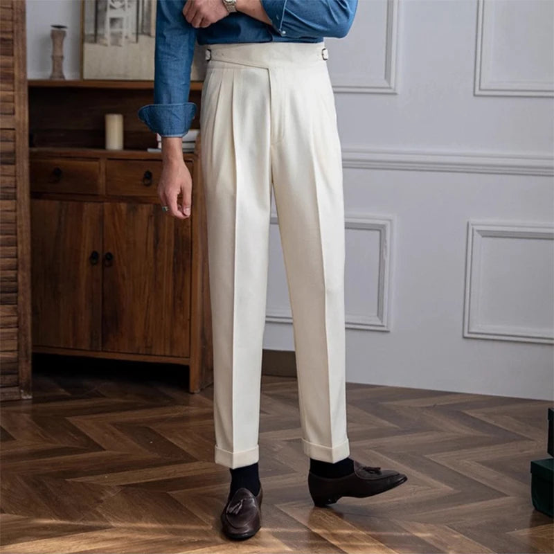 Trendy Spring Solid Color Suit Trousers
