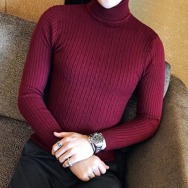 Korean Slim Solid Color Turtleneck
