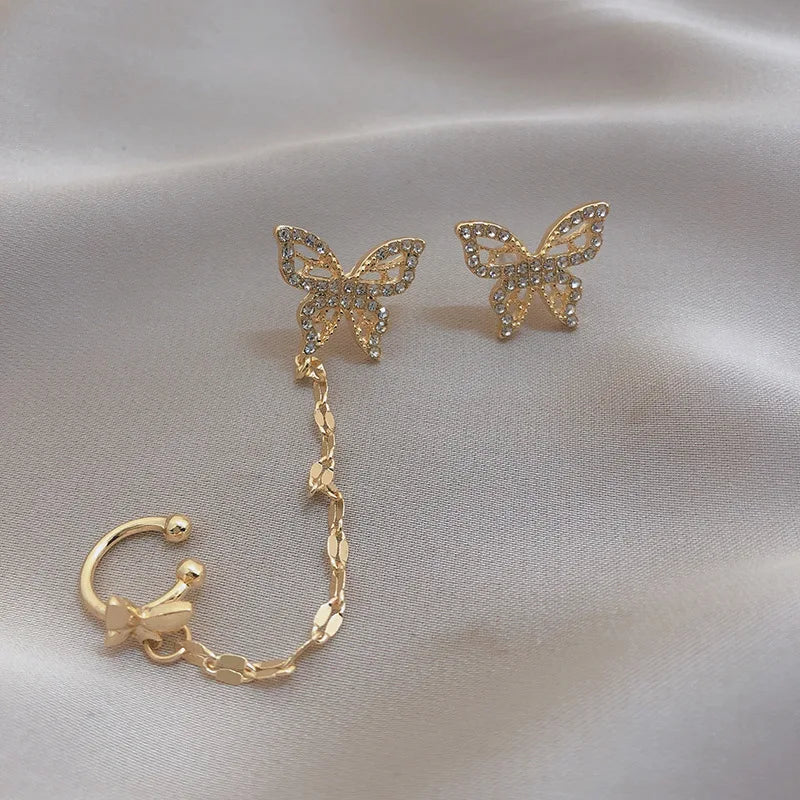 Damen-Ohrring mit Schmetterlings-Metallkette