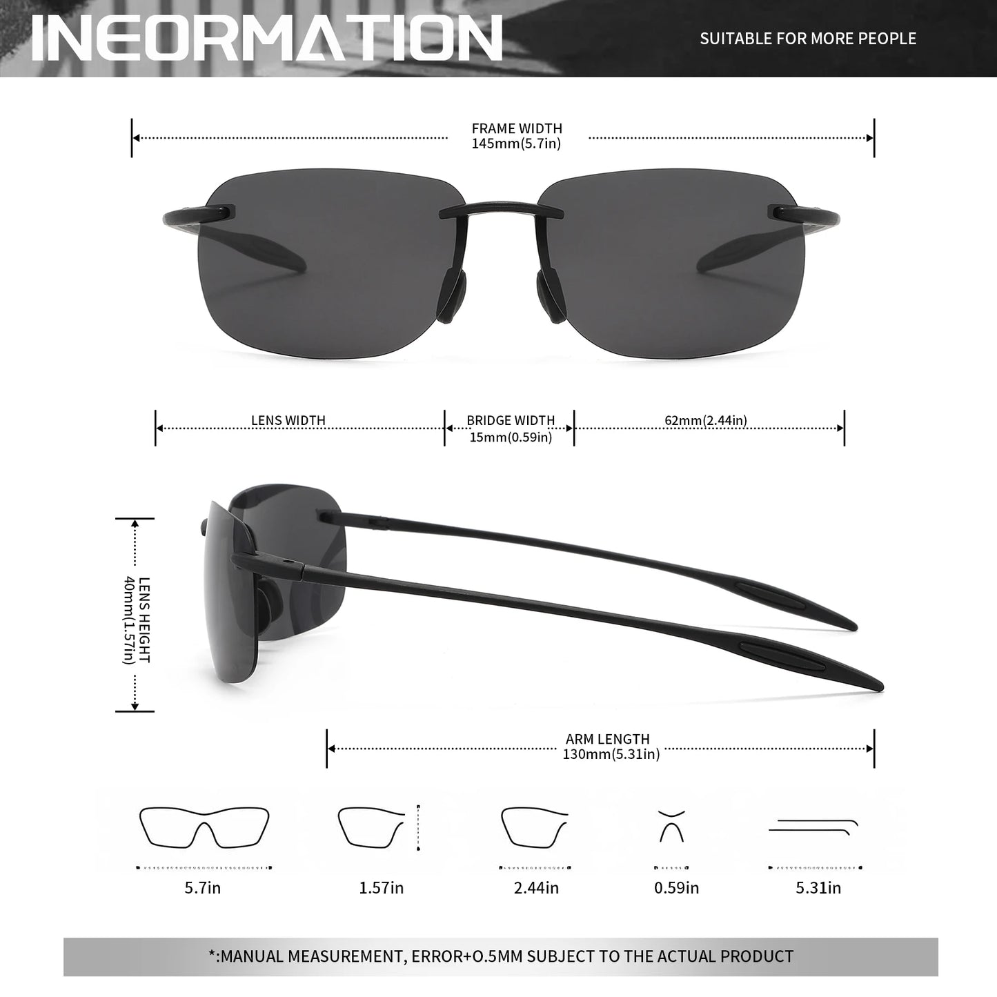 Unisex Flexible Frameless Polarized Aviator Sunglasses
