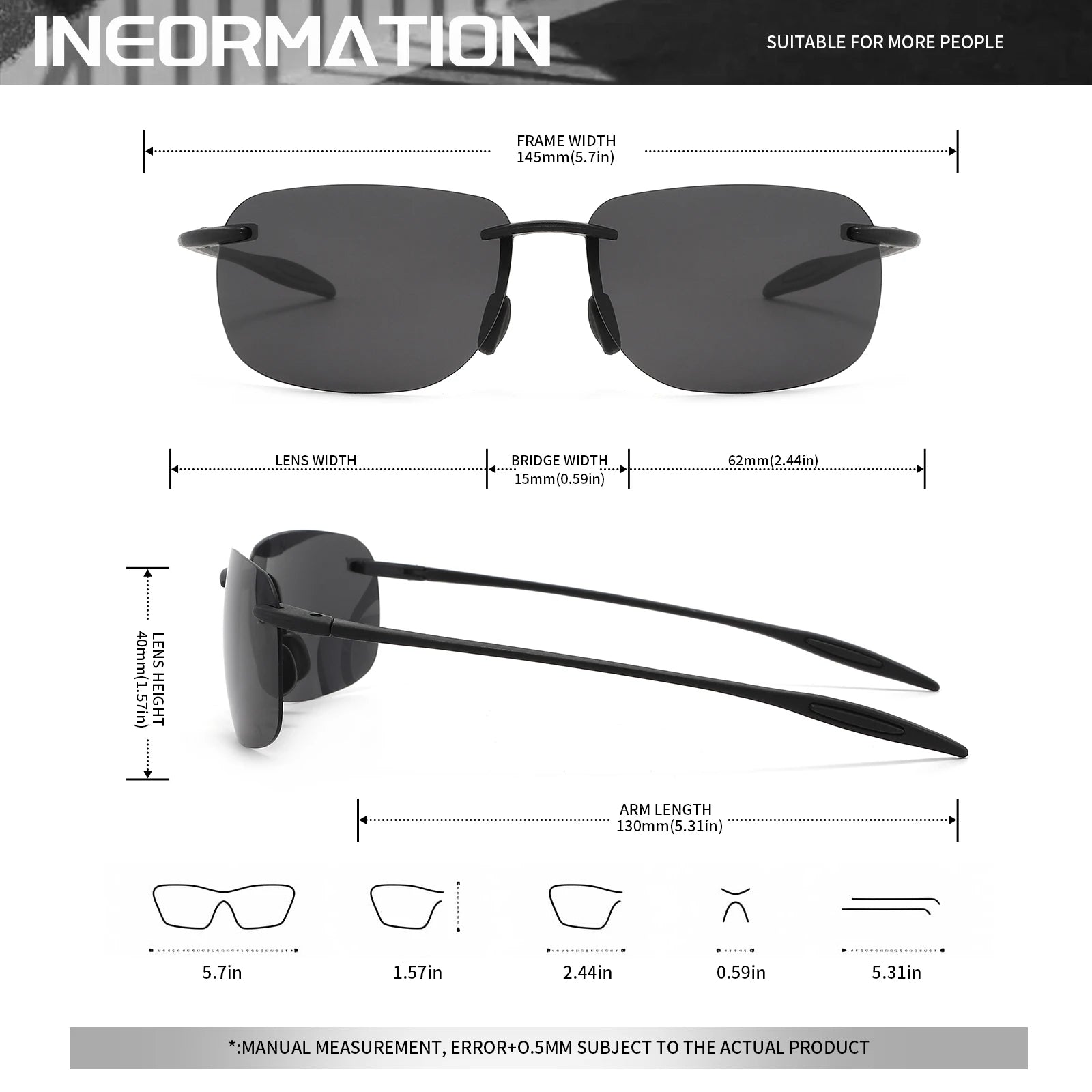 Unisex Flexible Frameless Polarized Aviator Sunglasses