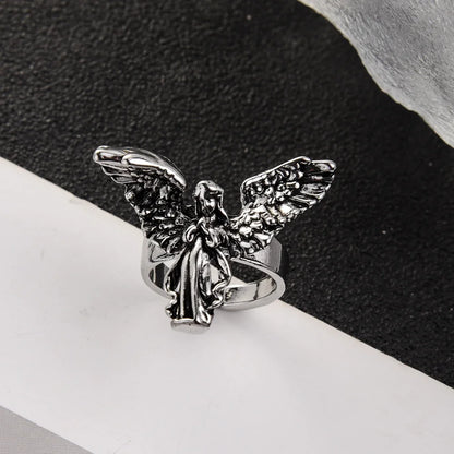 Unisex Gothic Vintage Opening Angel Wing Ring