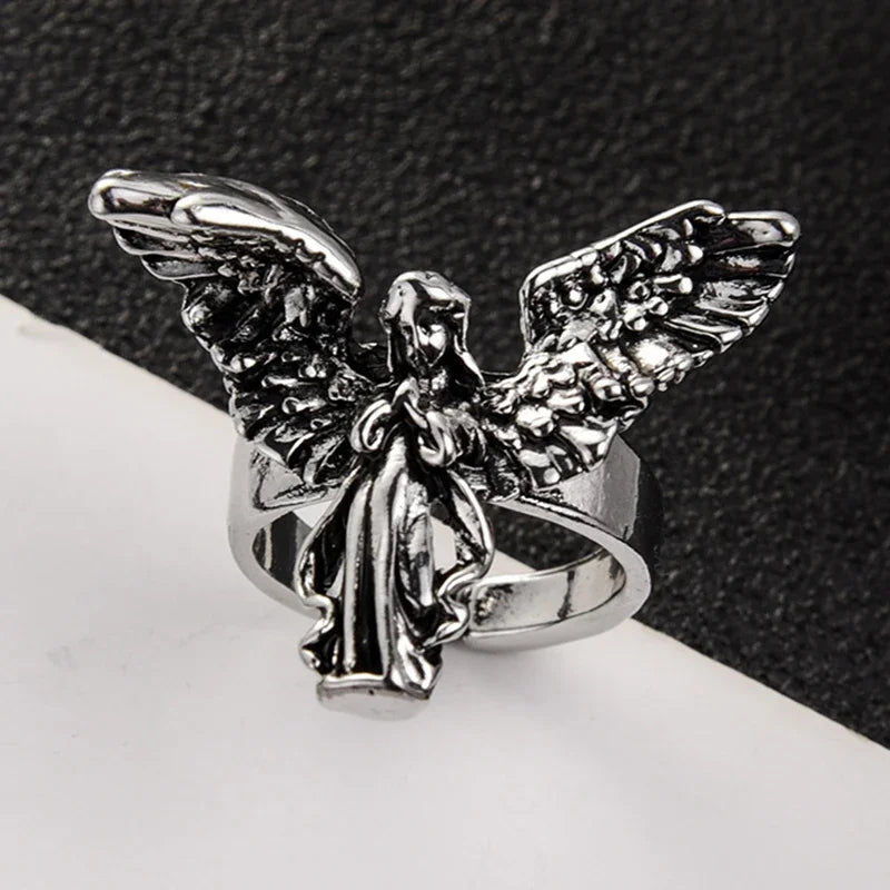 Unisex Gothic Vintage Opening Punk Angel Wing Ring