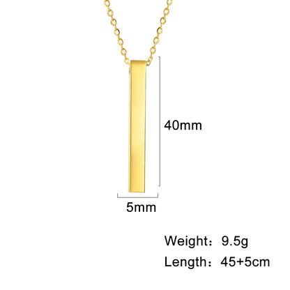 Unisex Pendant Choker Chain Vertical Bar Necklaces