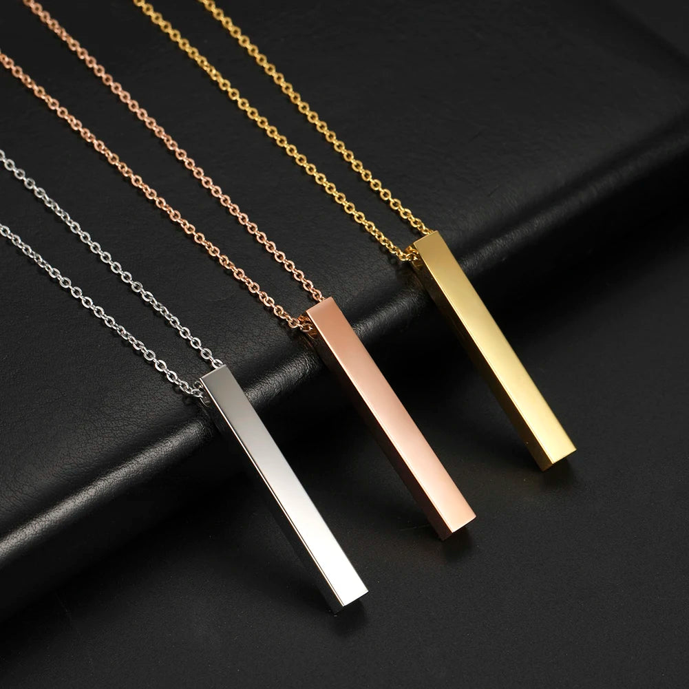 Unisex Pendant Choker Chain Vertical Bar Necklaces
