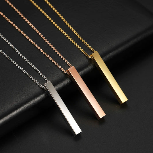 Unisex Pendant Choker Chain Vertical Bar Necklaces