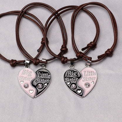 Unisex Pendant Leather Rope Love Heart Bracelets