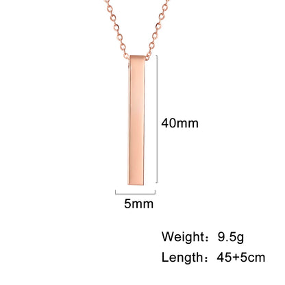Unisex Pendant Choker Chain Vertical Bar Necklaces