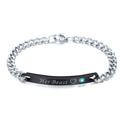 Unisex StainlessSteel Engraved Customized Couple Bracelets
