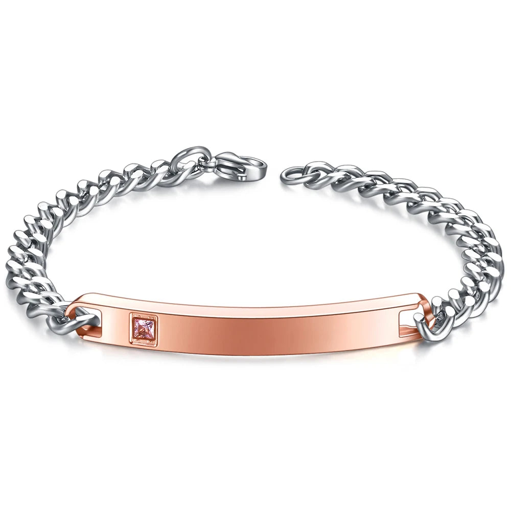 Unisex StainlessSteel Engraved Customized Couple Bracelets
