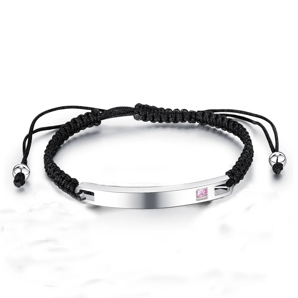 Unisex Stainless Steel Engraved Customized Couple Bracelets