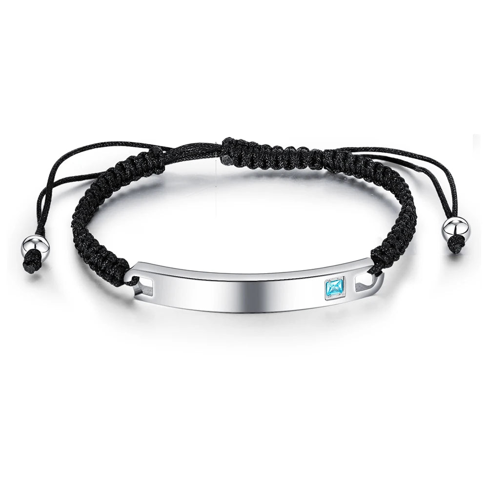 Unisex Stainless Steel Engraved Customized Couple Bracelets