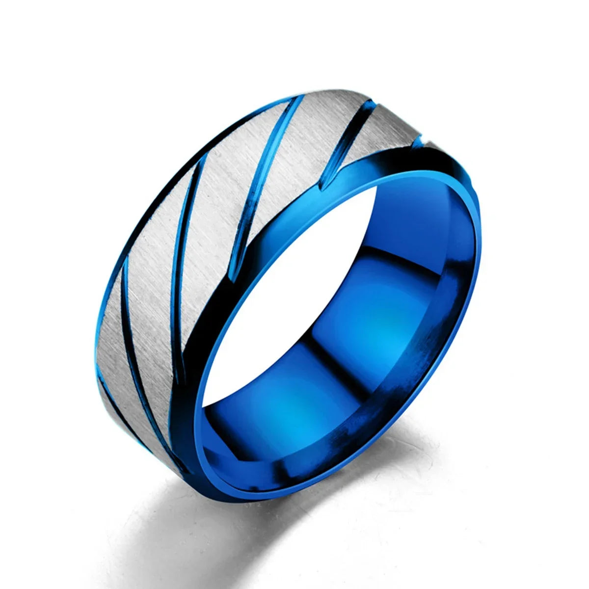 Unisex Wave Pattern Wedding Stainless Steel Couple Rings